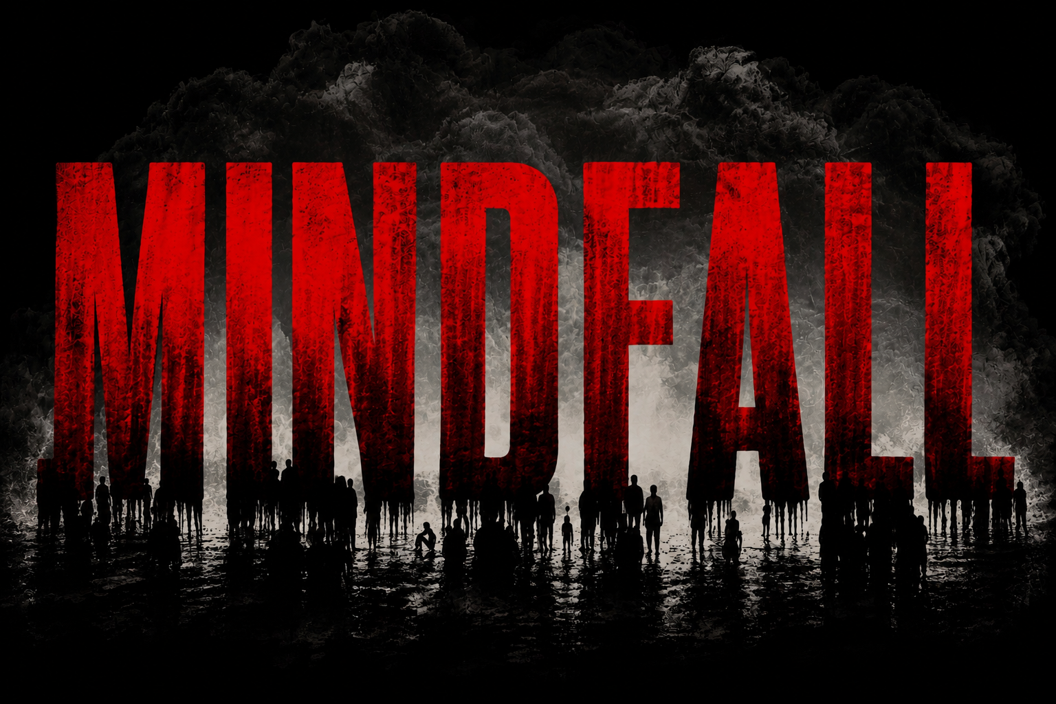 MINDFALL key art — the title over a crowd of silhouettes